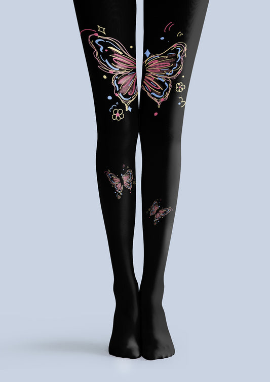 Iridescent Butterfly Tights Hosiery Pantyhose