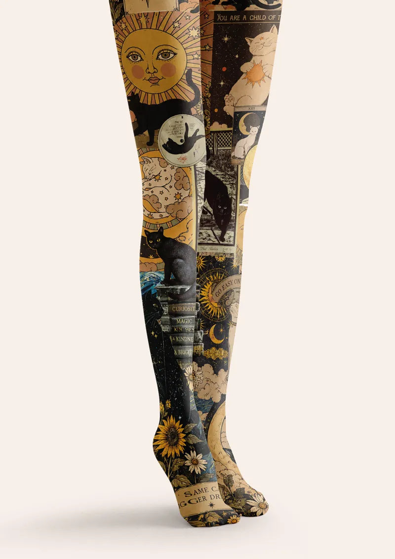 Beige Celestial Cat Tights