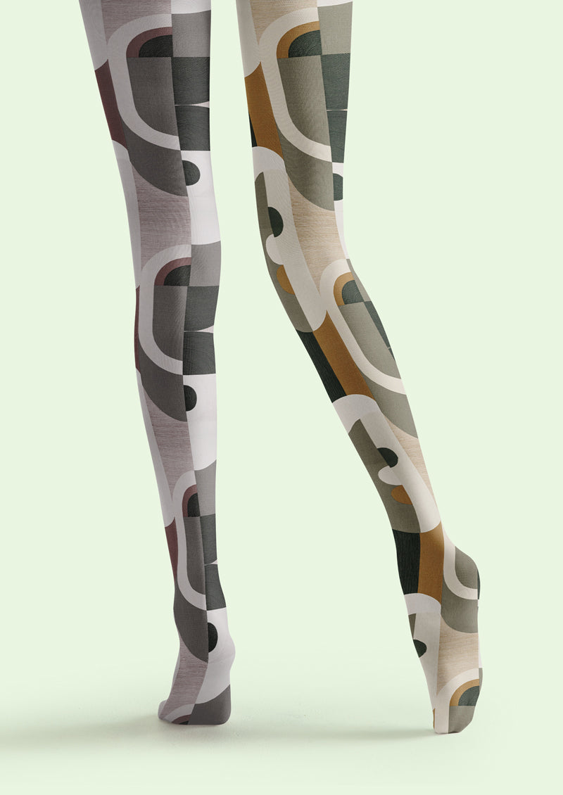 Geometric Color Block Tights Hosiery Pantyhose