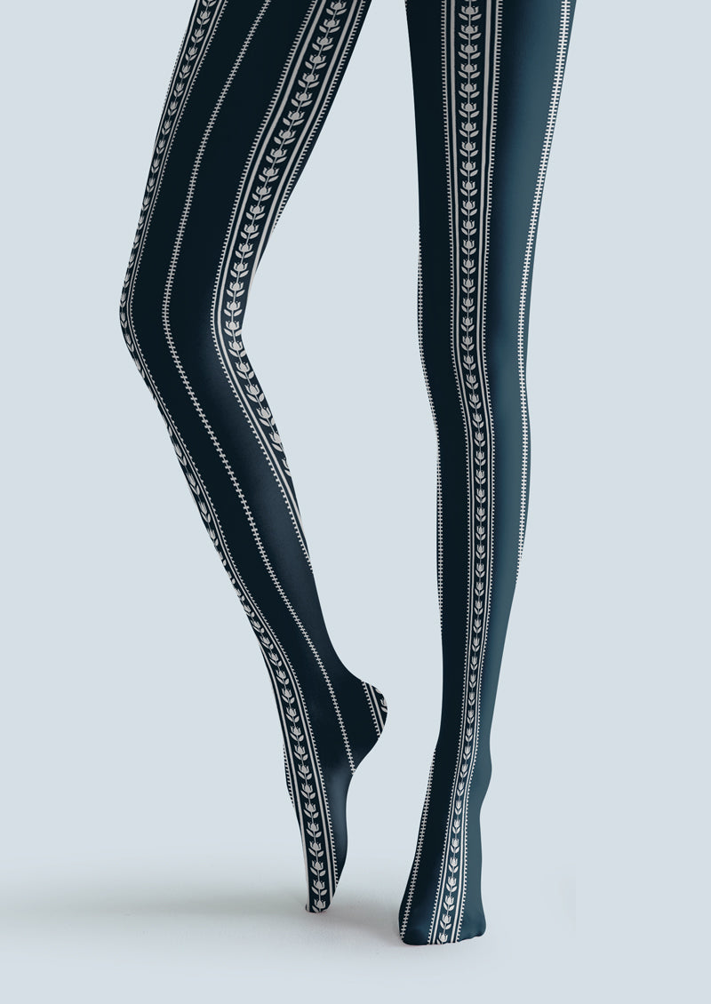Ethnic Vertical Stripe Tights Hosiery Pantyhose
