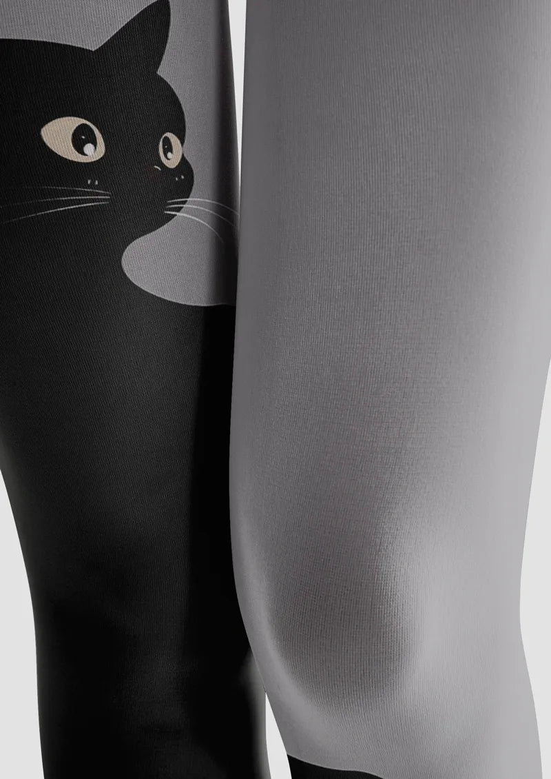 Peekaboo Cat Animal Print Footless Tights Hosiery Leggings
