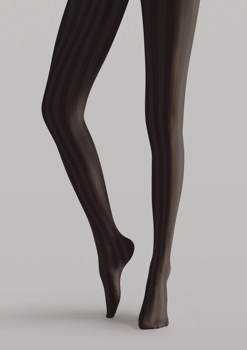Dark Brown Vertical Striped Tights Hosiery Pantyhose