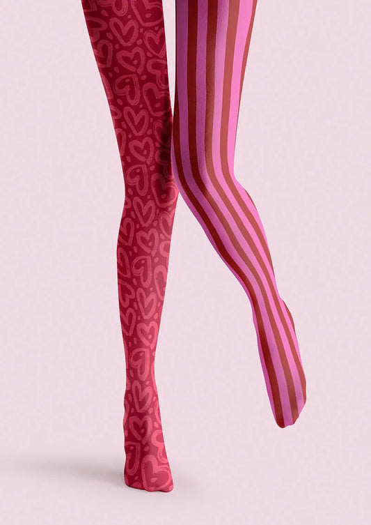 Valentine's Day Love Stripes Tights Hosiery Pantyhose