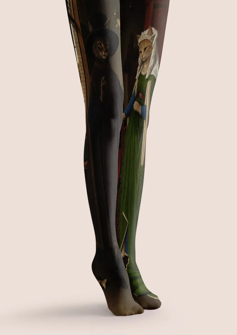 Brown Cat Portrait Tights