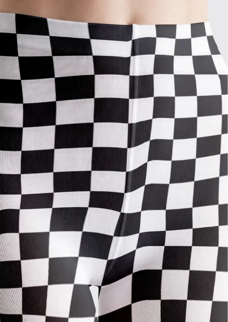 Black Checker Drip Tights