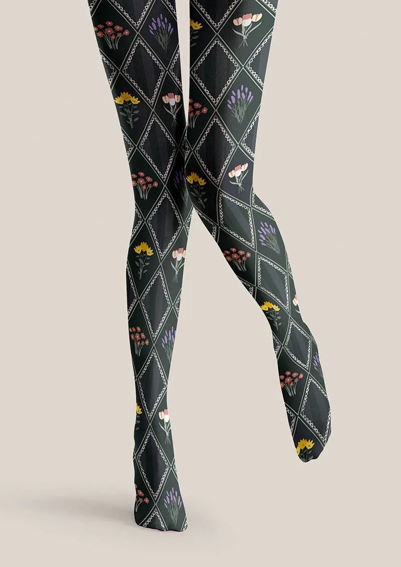 Floral pattern Shadow Garden Tights Hosiery Pantyhose