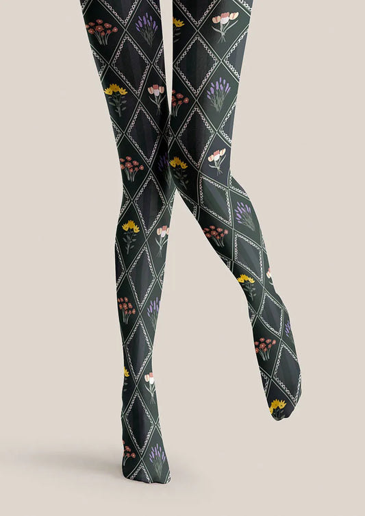Floral pattern Shadow Garden Tights Hosiery Pantyhose