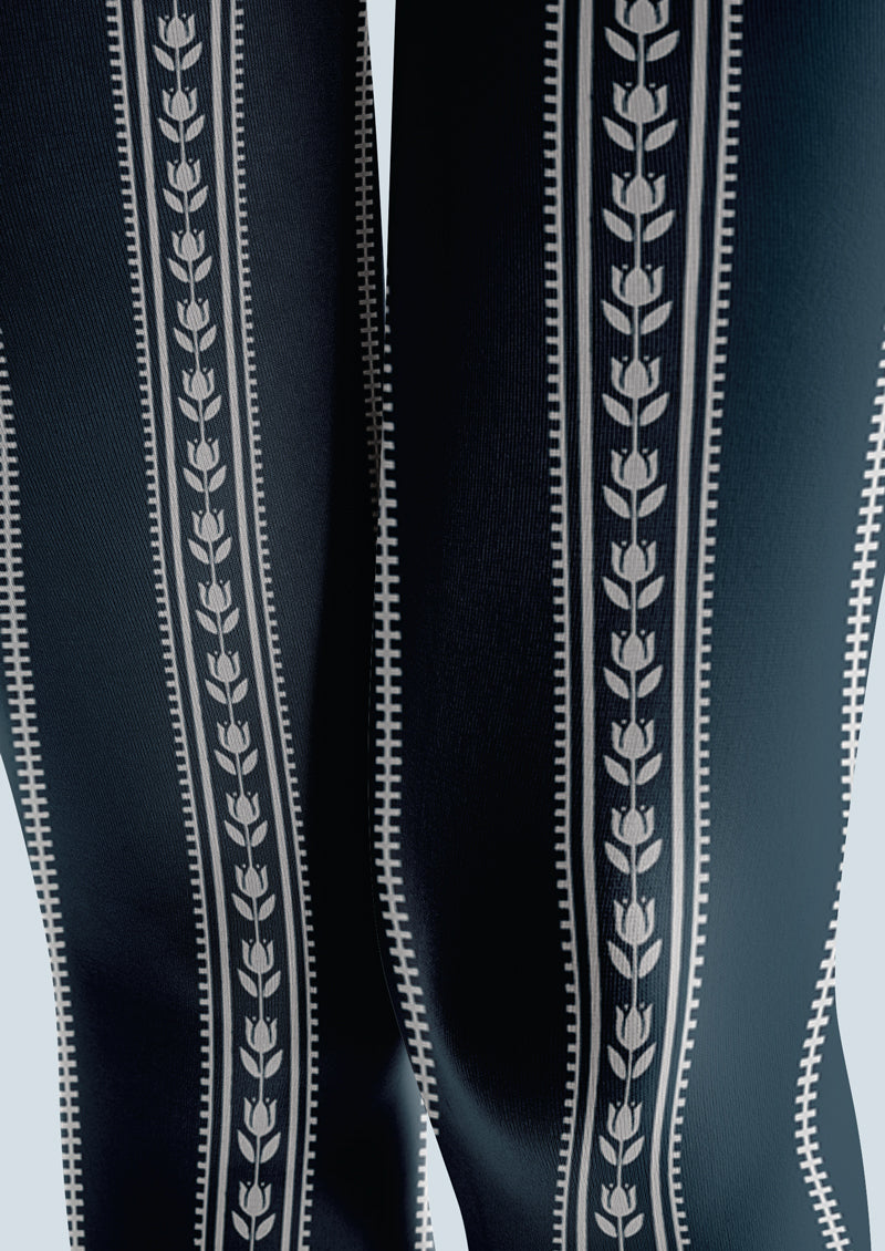 Ethnic Vertical Stripe Tights Hosiery Pantyhose