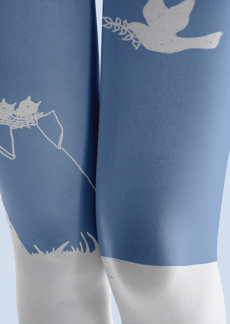 Peace Dove Heart Printed Tights Hosiery Pantyhose