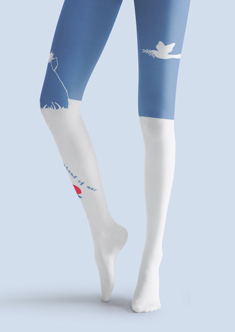 Peace Dove Heart Printed Tights Hosiery Pantyhose