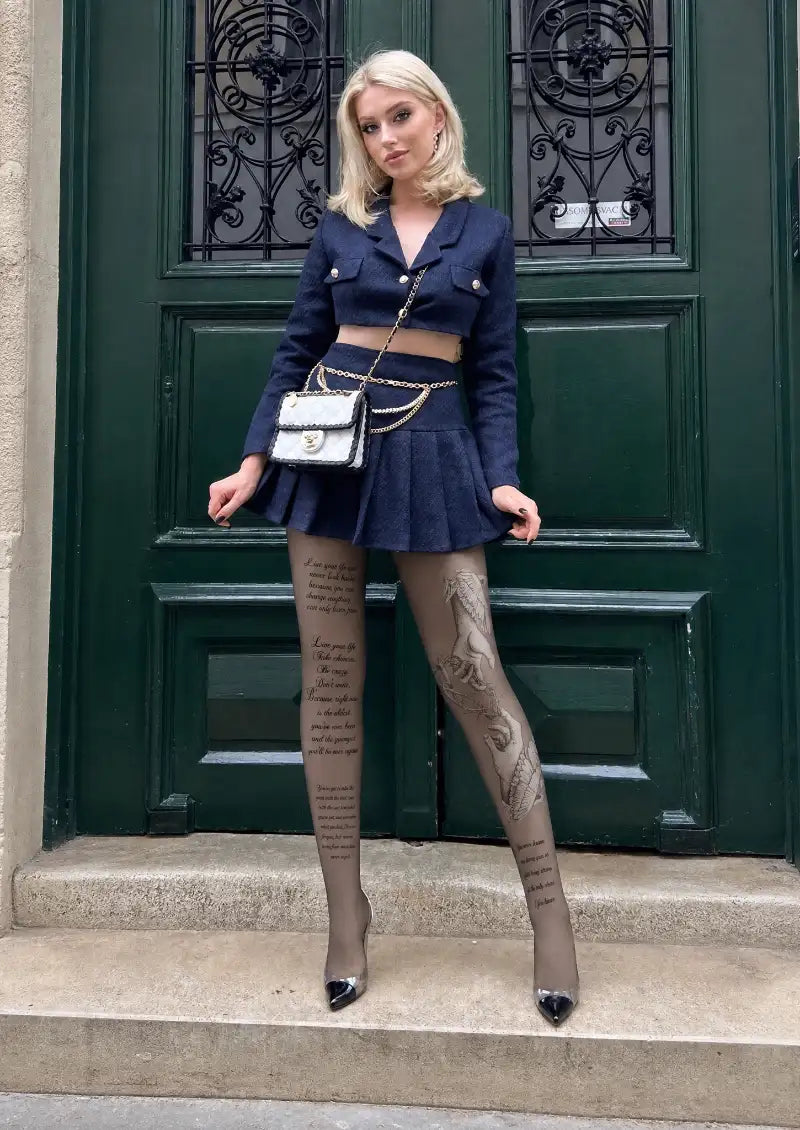 Gray Bible Angel Script Tights