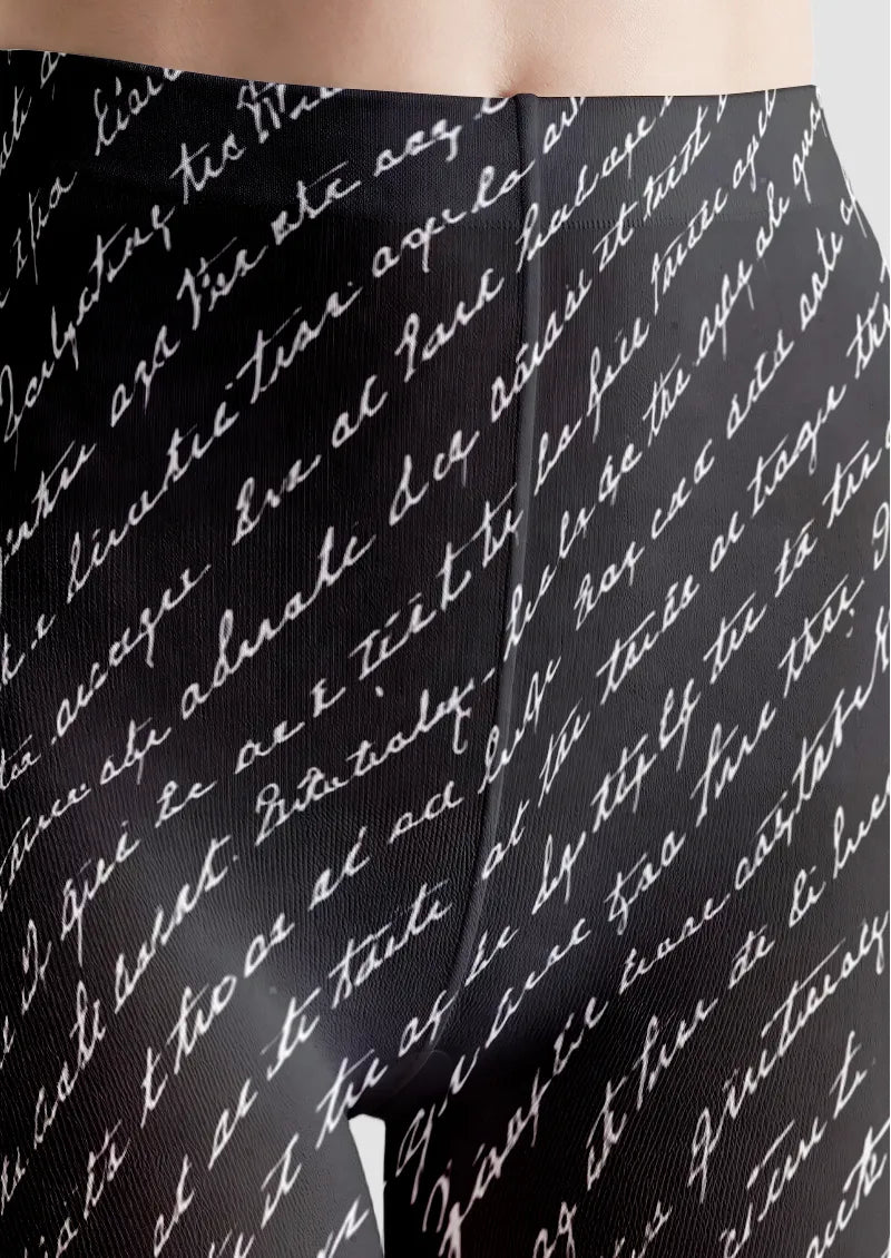 Black Script Tights