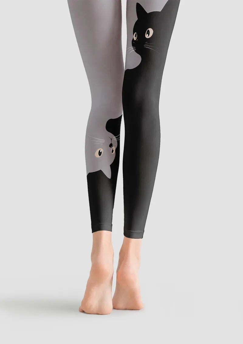 Peekaboo Cat Animal Print Footless Tights Hosiery Leggings