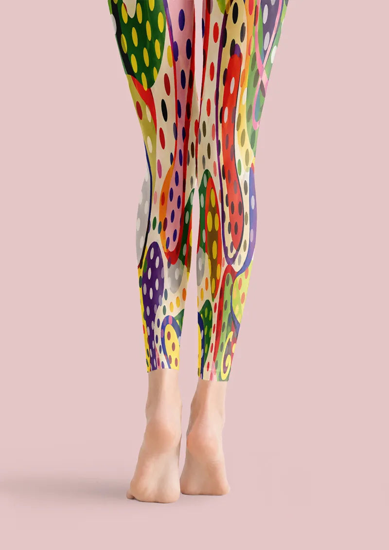 Carnival Pop Polka Dots Graphic & Artistic Footless Tights Hosiery Leggings