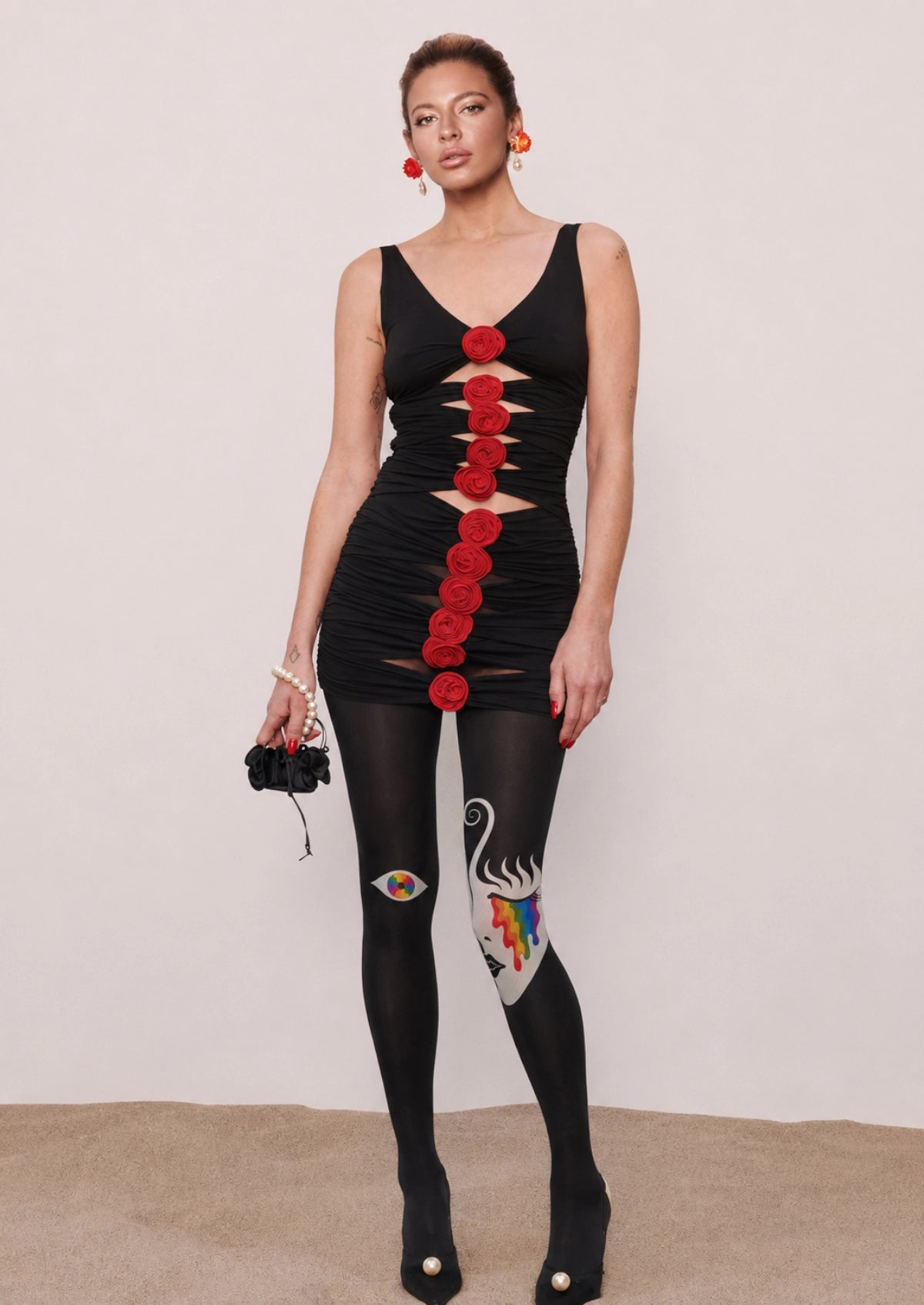 Rainbow Tear Face Graphic & Artistic Tights Hosiery Pantyhose