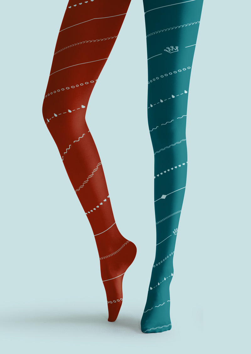 Color Block Line Decor Tights Hosiery Pantyhose