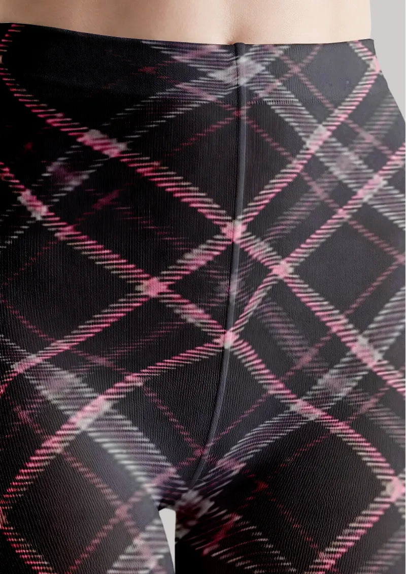Black Pink Plaid Tights
