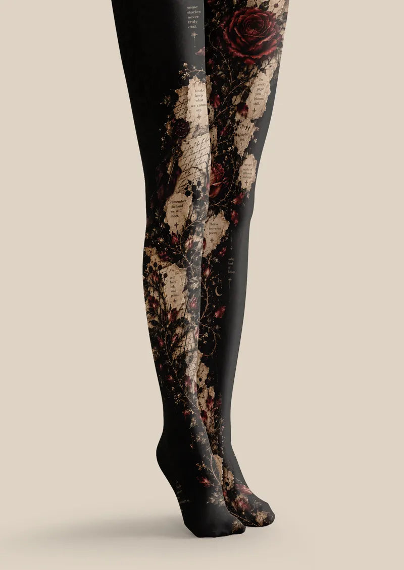 Black Rose Collage Tights