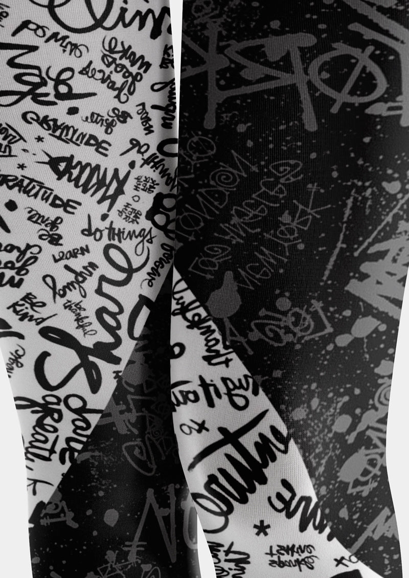 Black White Graffiti Tights Hosiery Pantyhose