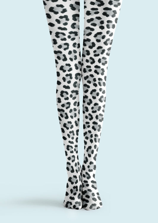 White Leopard Print Tights Hosiery Pantyhose