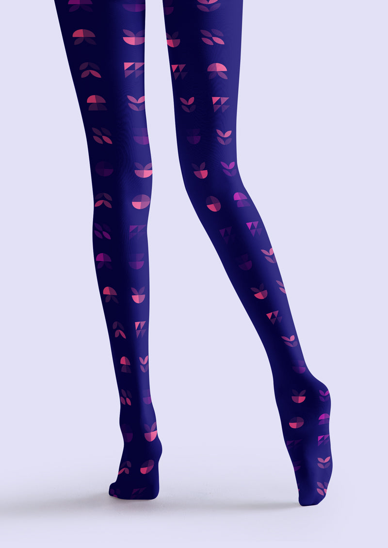 Purple Pink Gradient Geometric Tights Hosiery Pantyhose