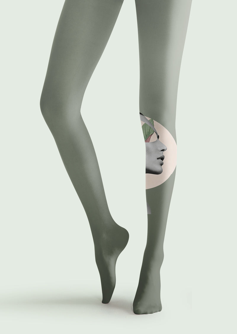 Green Lily Portrait Tights Hosiery Pantyhose