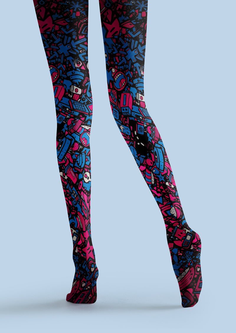 Colorful Graffiti Tights Hosiery Pantyhose
