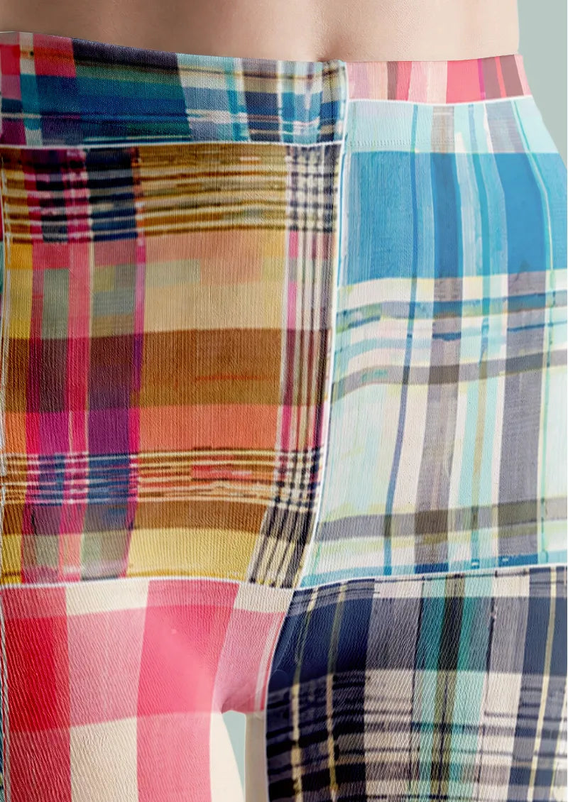 Colorful Patchwork Plaid Print Tights Hosiery Pantyhose