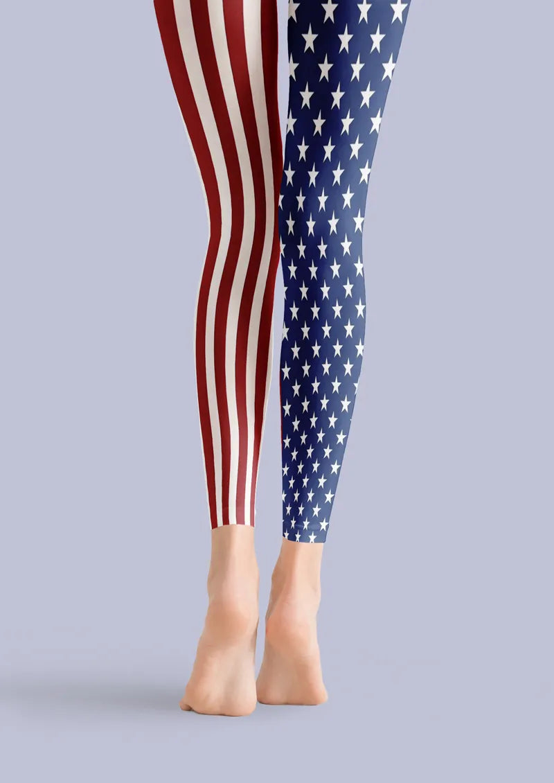Americana Stars & Stripes Graphic&Artistic Footless Tights Hosiery Leggings