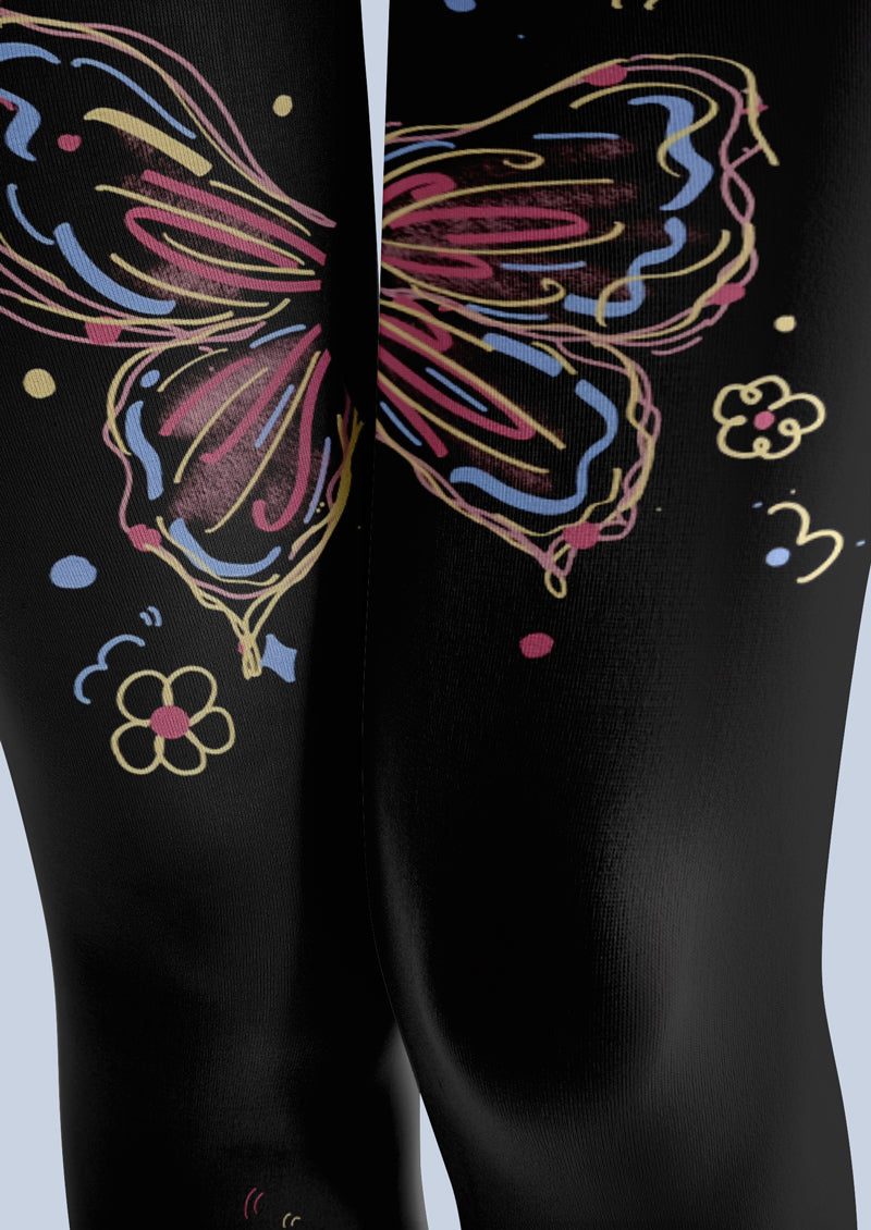 Iridescent Butterfly Tights Hosiery Pantyhose