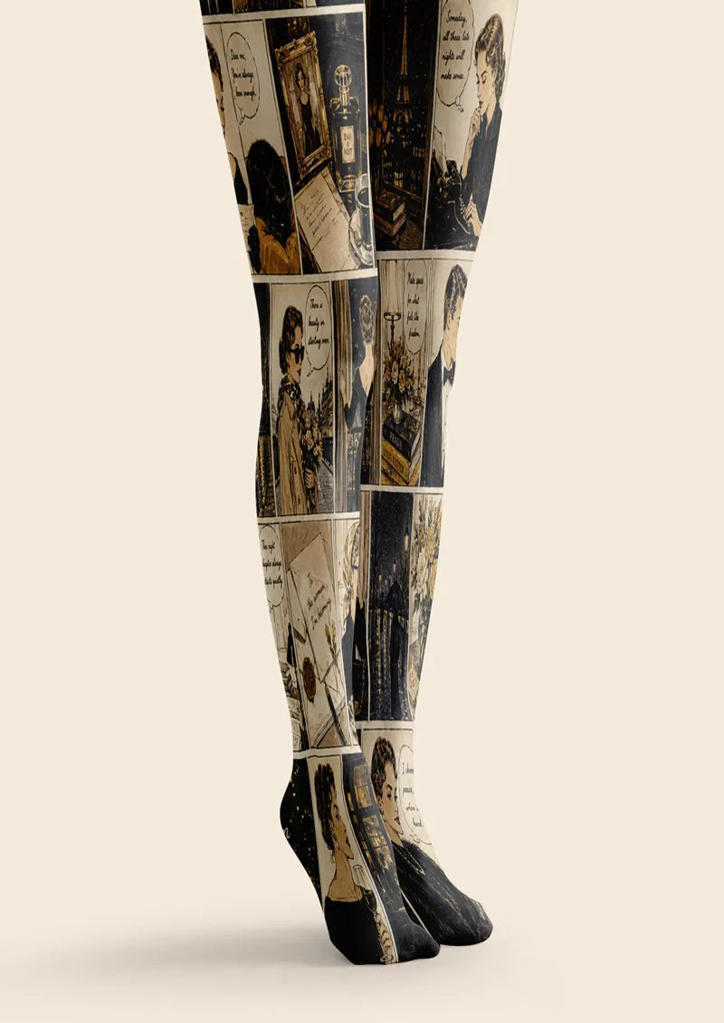 Black Fashion Comic Collage Tights