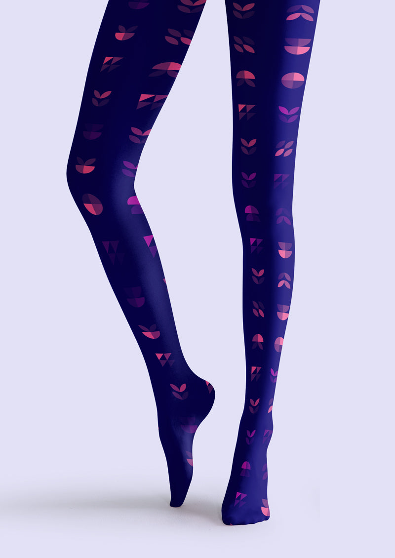 Purple Pink Gradient Geometric Tights Hosiery Pantyhose