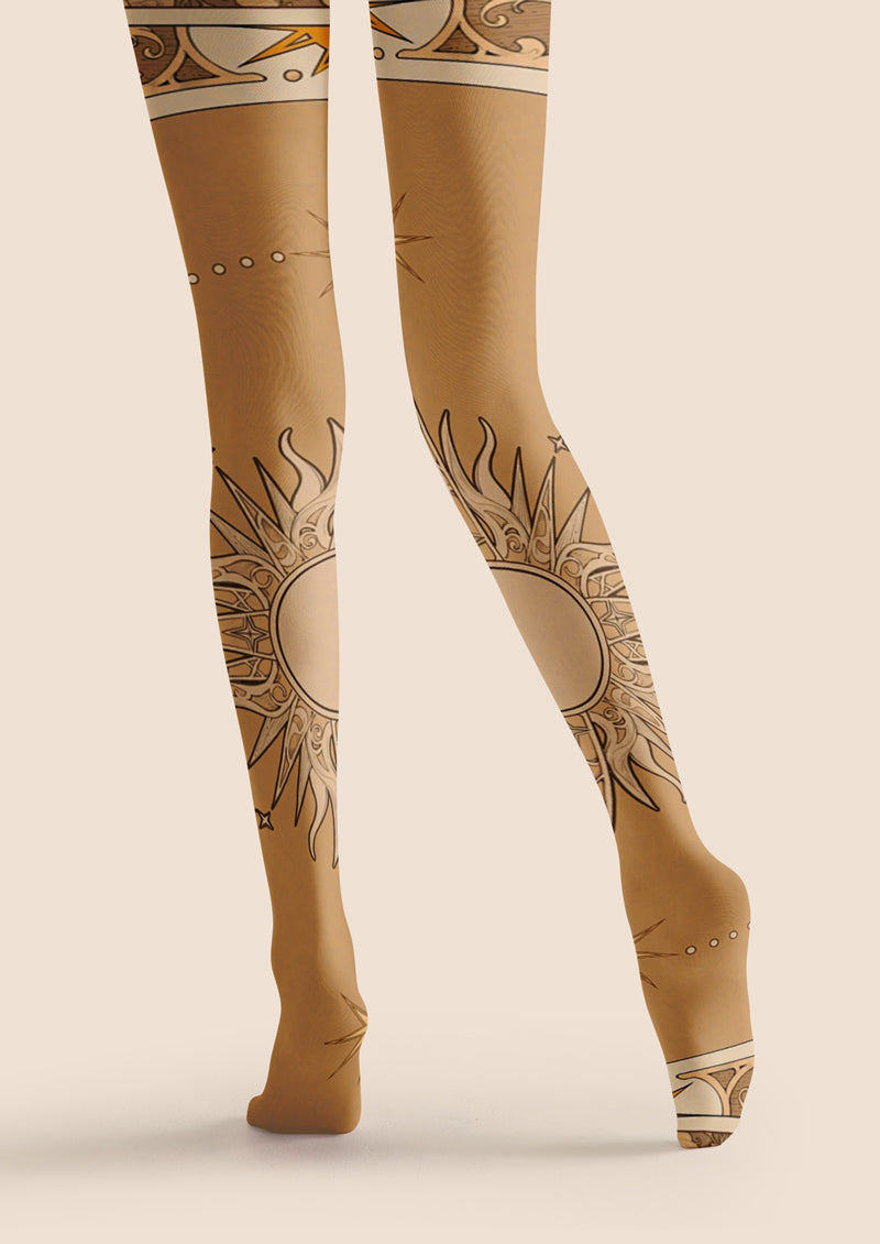 Sun Constellation Printed Tights Hosiery Pantyhose