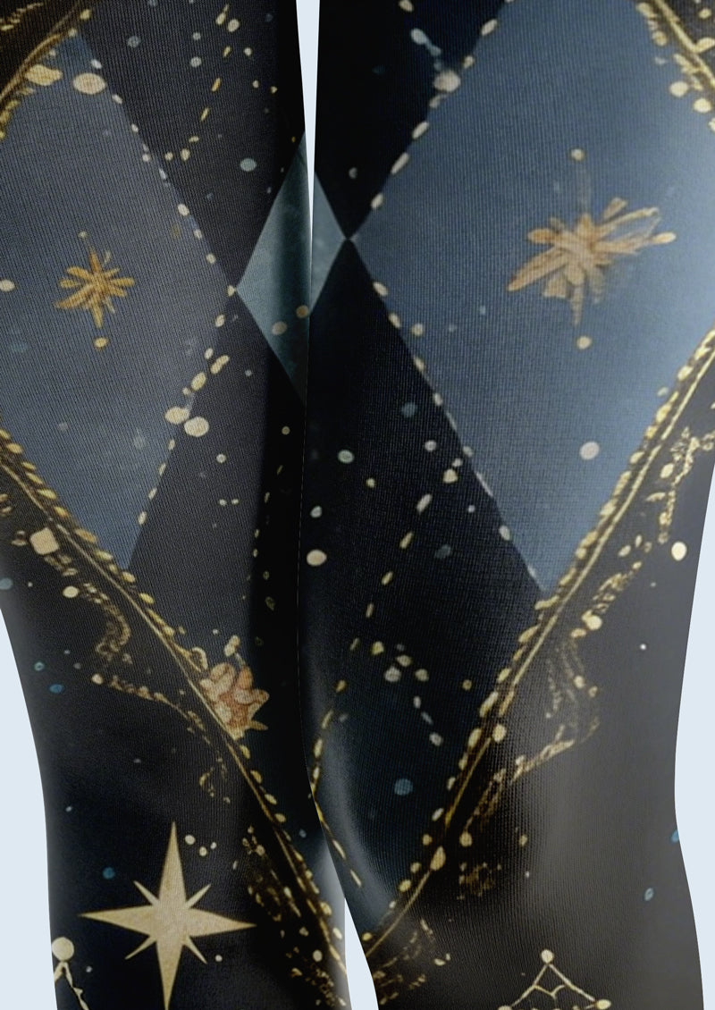 Starry Night Argyle Printed Tights Hosiery Pantyhose
