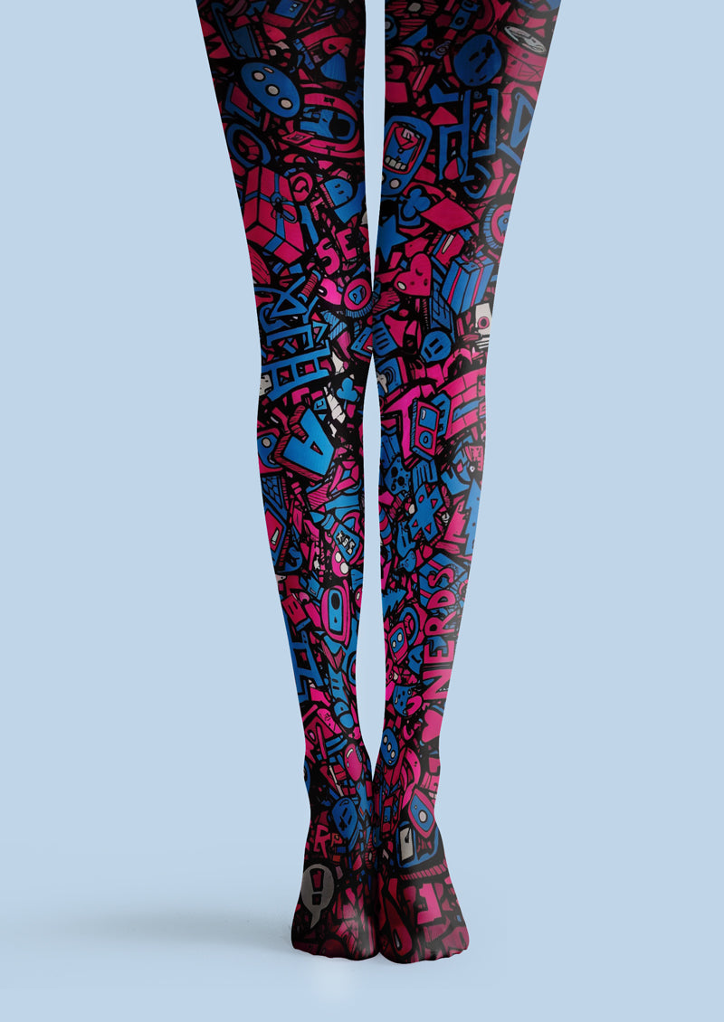 Colorful Graffiti Tights Hosiery Pantyhose