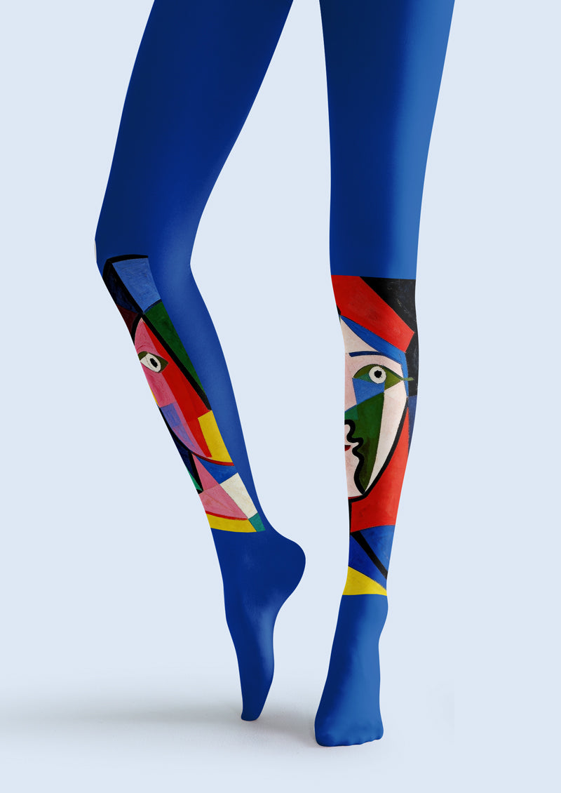 Picasso Abstract Face Printed Tights Hosiery Pantyhose