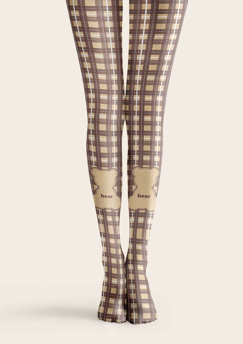 Plaid Bear Printed Tights Hosiery Pantyhose