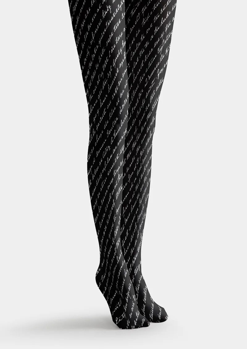 Black Script Tights