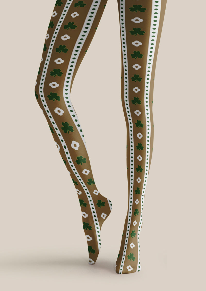 Brown Clover Stripe Tights Hosiery Pantyhose