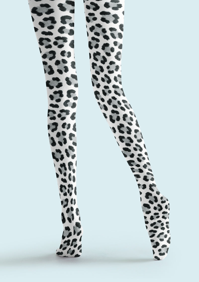 White Leopard Print Tights Hosiery Pantyhose