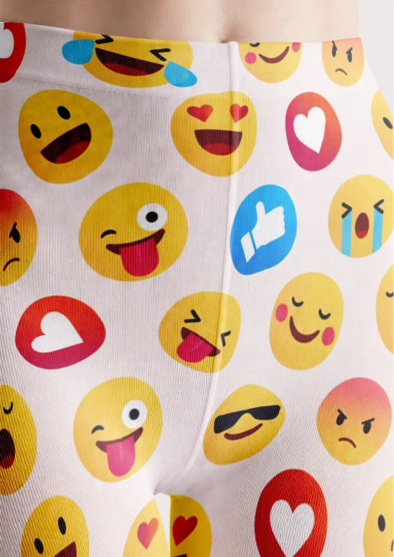 White Yellow Emoji Tights