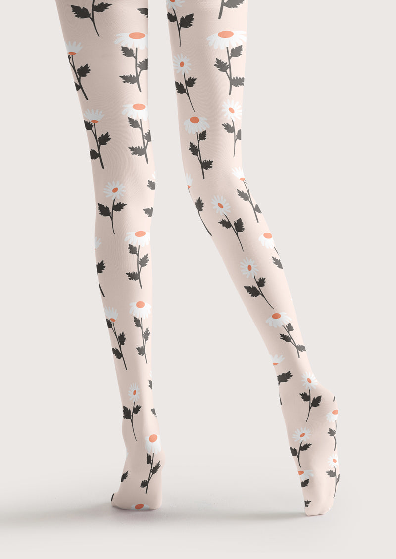 White Daisy Tights Hosiery Pantyhose