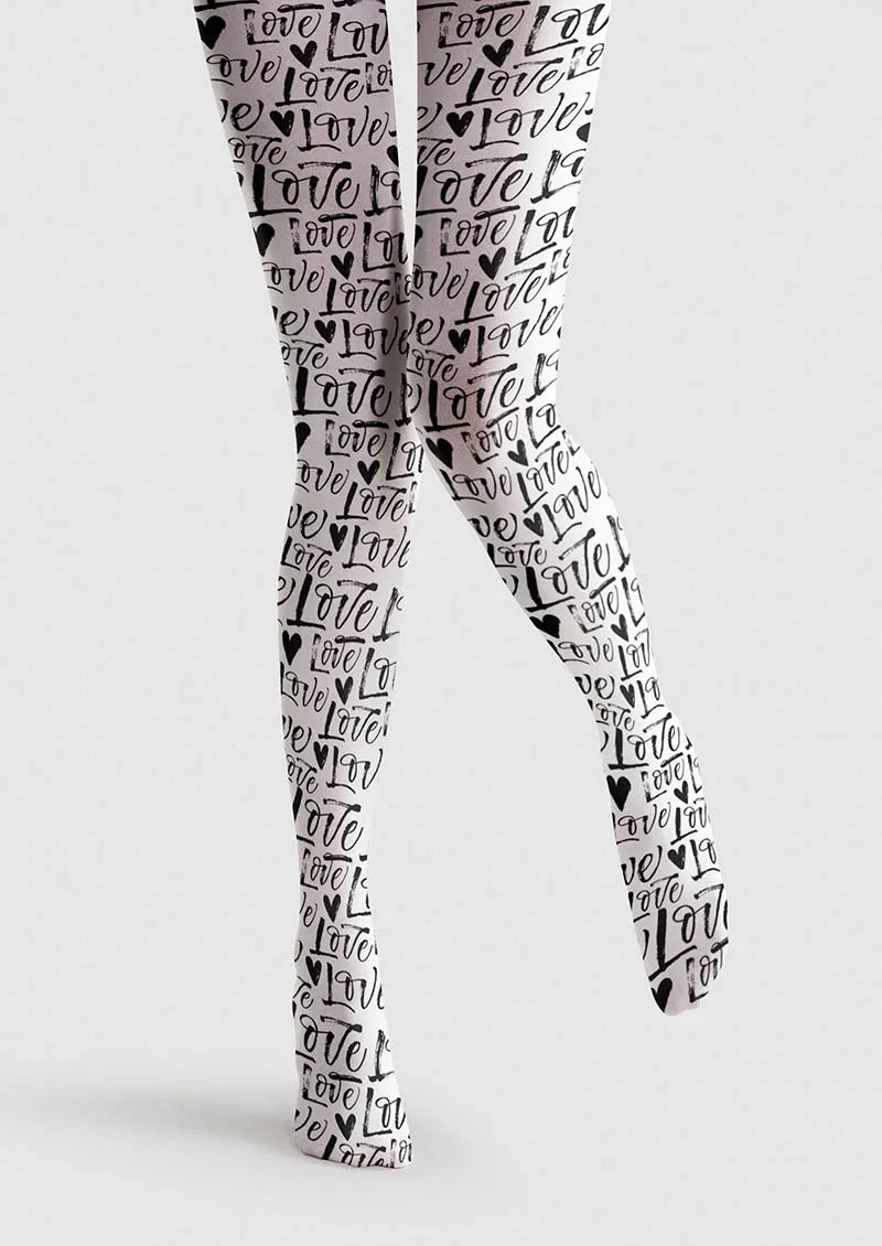 Valentine's Day Love Notes Tights Hosiery Pantyhose