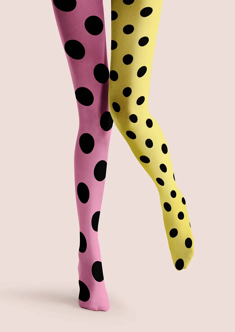 Pink-Yellow Dots Tights Hosiery Pantyhose