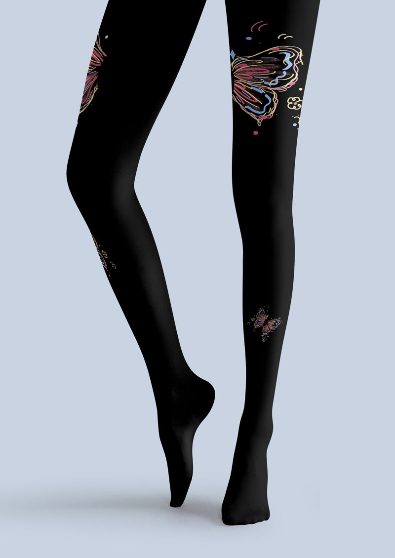 Iridescent Butterfly Tights Hosiery Pantyhose