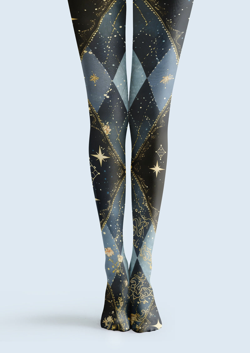 Starry Night Argyle Printed Tights Hosiery Pantyhose