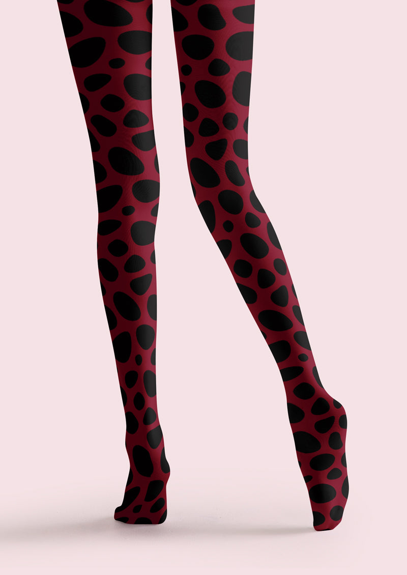Red Black Polka Dot Tights Hosiery Pantyhose