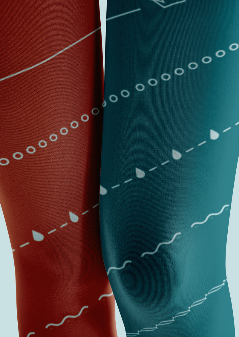 Color Block Line Decor Tights Hosiery Pantyhose