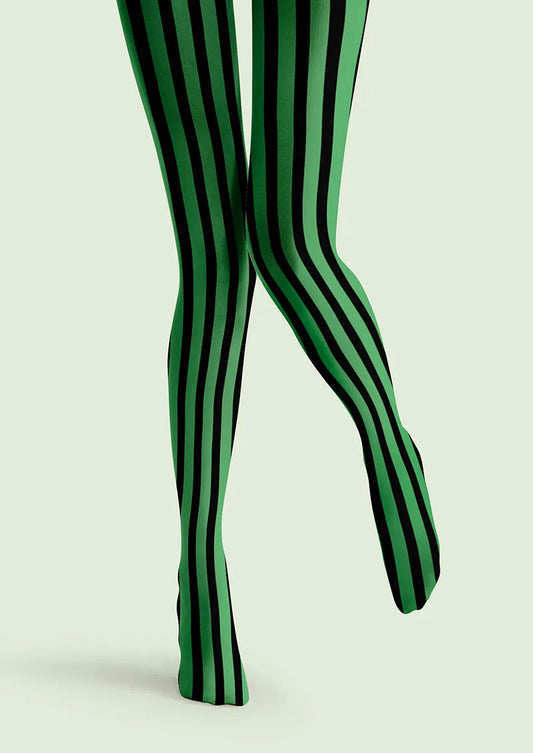 Green Shadow Stripe Tights Hosiery Pantyhose