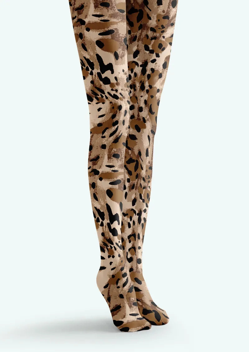 Beige Leopard Spot Tights